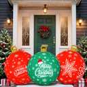 3 Pack Giant Christmas Ornaments, 24 Inch Inflatable Ornaments Balls Outdoor for Christmas Decorations, Giant Outdoor Jingle Bells for Front Door Yard Tree Hanging Decoration
