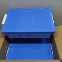 MACOPRO Toys Storage Organizer Box for Lego, Toy Box with Building Plate Lid and Removable Tray, Building Block Storage, Stackable Plastic Organizer Bins (Blue-2Pack)