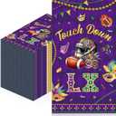 100 Pcs Mardi Gras Napkins, Touchdown LX Football Party Napkins, Purple Gold Mask Beads Table Decor for Game Day, Fat Tuesday Celebration Supplies