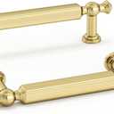 Haliwu 10 Pack Brushed Gold Cabinet Pulls, 3 inch(76mm) Hole Center Drawer Handles Zinc Alloy Hardware Pull for Kitchen Dresser Bathroom
