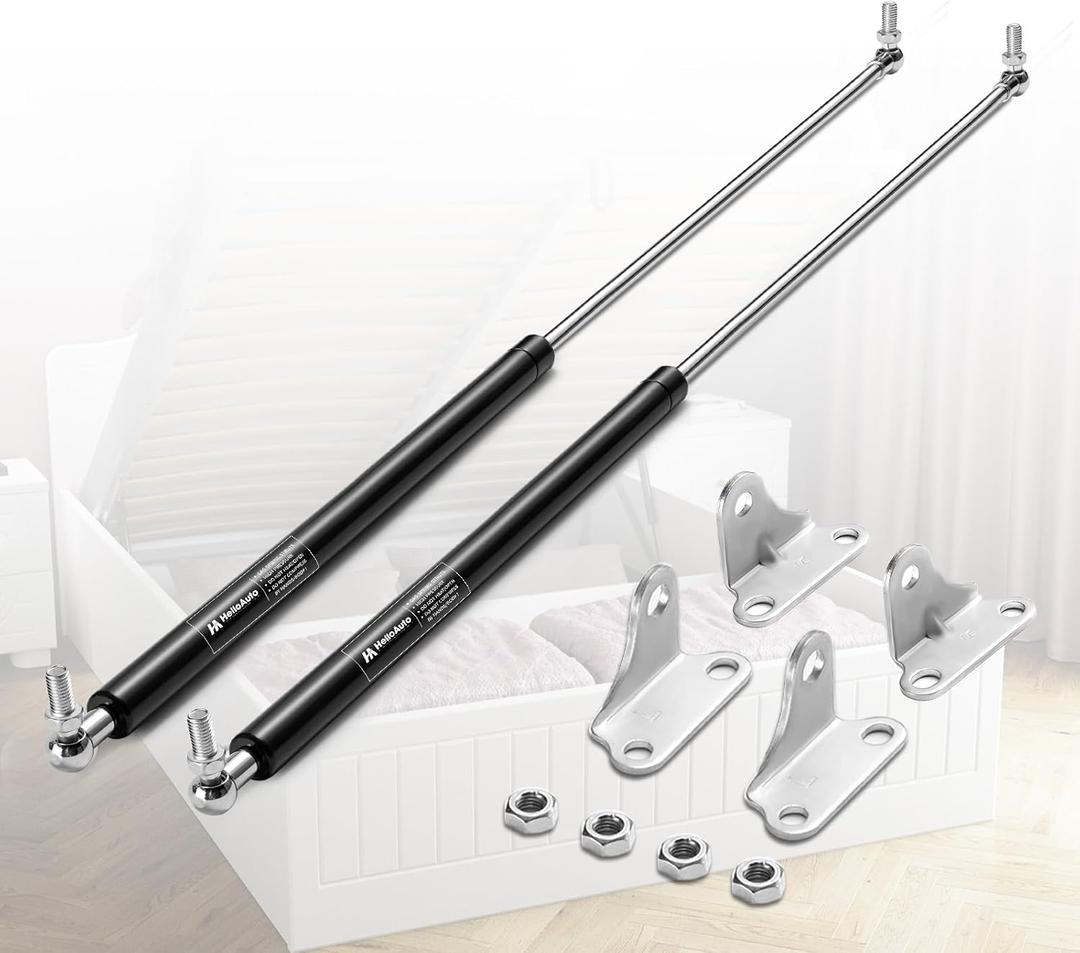 23 inch 100 lbs/445 N Gas Struts for RV Bed, Gas Shocks for Heavy Duty Lid, Gas Spring Lift Kit for Basement Floor Hatch Door Murphy Bed Storage with L-Type Mounts(fit 80-110 Lb)