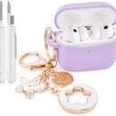 VISOOM for AirPods Pro 3 Case 2025, Silicone Case for Apple Air Pods Pro 3rd Generation Cover Women, Cute iPods 3 Protective Cover with Bling Keychain & Cleaning Kit (Purpl)