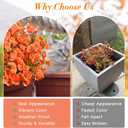 Waipfaru Fall Flowers Artificial for Decoration, 12 Bundles Fake Fall Flowers, UV Resistant Artificial Petunias Plants for Outdoors, Home Decor Planter Porch Decoration, Pot Not Include, Green Orange (Brown)