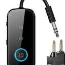 Premium Pro Bluetooth 5.4 Transmitter Receiver,Airplane Audio Adapter,Wireless Transmitter for TV/Travel Flight,Airline,Gym.Compatible with 2 AirPods/Headphones,Bluetooth Receiver for Car/Home Stereo (Black)