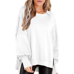 BWQ Womens Oversized Sweatshirt Crewneck Long Sleeve Shirts Pullover Sweatshirts S-2XL (White, S)