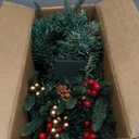 Glintoper Lighted Artificial Christmas Urn Filler, Pre-lit Xmas Pine Trees with Cones, Golden & Red Berries, Tripod Stake and 60 LED Lights, Outdoor Light Up Planter Filler Holiday Home Decor, 2 Pack