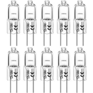 G4 Light Bulbs, 6 Pack Crystal Clear Halogen Bulb 2 Pin, Premium Quality 12V 10W JC T3 Bi-pin G4 Capsule Bulb for Landscape Lighting, Under Cabinet Puck Light, Dimmable, 2700K Warm White