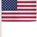 American Flag On Stick Independence Day Flags Bandera Para USA Handheld Outdoor Table Decor Auto Accessories Decorations For 4th Of July Memorial 911 USA Poster Sign Gift For Him Patriotic Decor, 18"L x 12"W