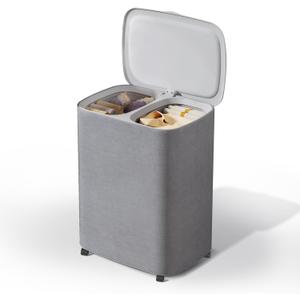 Laundry Hamper: 2-Section Wheeled Basket with Lid & Removable Dividers,Laundry Organizer for Bedroom, Housewife/Parent-Friendly Storage (Easter Sunday Gift) (50L)