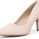IDIFU IN3 High Heels Pumps Closed Toe Heels Women's Pumps Stiletto Pointed Toe Dress Shoes Wedding Prom Bridal Work Office Bride Guest Trendy Dressy Fashion Comfortable Pump Shoes (7.5, Nude Nubuck)