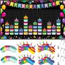 Pasimy Happy Birthday Pocket Chart Classroom Reusable Birthday Calendar Wall Hanging Chart with 144 Dry Erase Cards and 3 Hooks for School Classroom Bulletin Board Decor