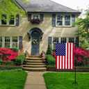 TOPFLAGS Garden Flag Stand with American Flag Garden Flag Heavy Duty Metal Yard Flag Holder Pole Stake Small Flag Stands for Garden Flags 12 x 18 with Clips and Stopper