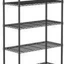 5 Tier Storage Shelves with Wheels - Adjustable Wire Shelving Unit Metal Shelves for Storage Rolling Utility Shelf Organizer Rack for Kitchen Garage Pantry Closet Laundry(14D x 36W x 75H)