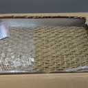 Outdoor Rattan Backless Bench with PE Wicker & Acacia Wood Frame, Natural, 46.5 inches x 13.7 inches x 19.3 inches