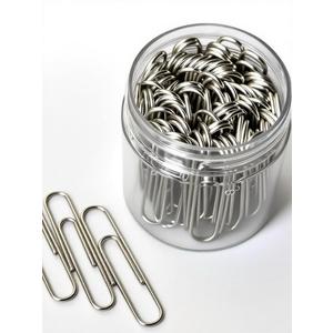 Premium Metal Paper Clips Set, Multi-Size Silver Office Supplies, 300 Count with Storage Container -Large, Medium and Small (300, Large)