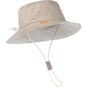 Baby Sun Hat for Boy Girl Toddler Summer bucket Hat Kids Sun Protection Beach Hat Cotton Baby Hats (6-12 Months, Light Khaki)