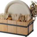 PTSTING Silverware Caddy Wood Utensil Holder Paper Plate Dispenser Silverware Utensil Caddy Cutlery Flatware Organizer Box for Spoons Forks Plates Napkins