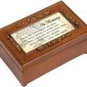 Cottage Garden in Memory Bereavement Rich Walnut Finish Petite Rose Music Box Plays Wind Beneath My Wings