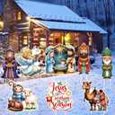 8 Pcs Christmas Nativity Scene Outdoor Yard Signs with Stake, Jesus Birth Manger Scene Religious Christmas Decorations for Lawn Pathway Outdoor Garden Decors