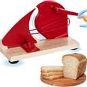Manual Bread Slicer for Homemade Sourdough Bread, Adjustable Thickness Hand Crank Bread Slicer with Stainless Steel Blade and Suction Cup, for Even Slicing, Kitchen & Bakery Use, Red