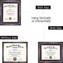 GMFrames 11x14 Wood Diploma Frame with Purple Mat or Display 14x17 Certificates without Mat,UV Protection Acrylic,Deep Brown Finish with Gold Trim