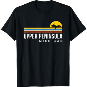 Upper Peninsula Michigan MI Map Vintage Retro Souvenirs T-Shirt, 2xl