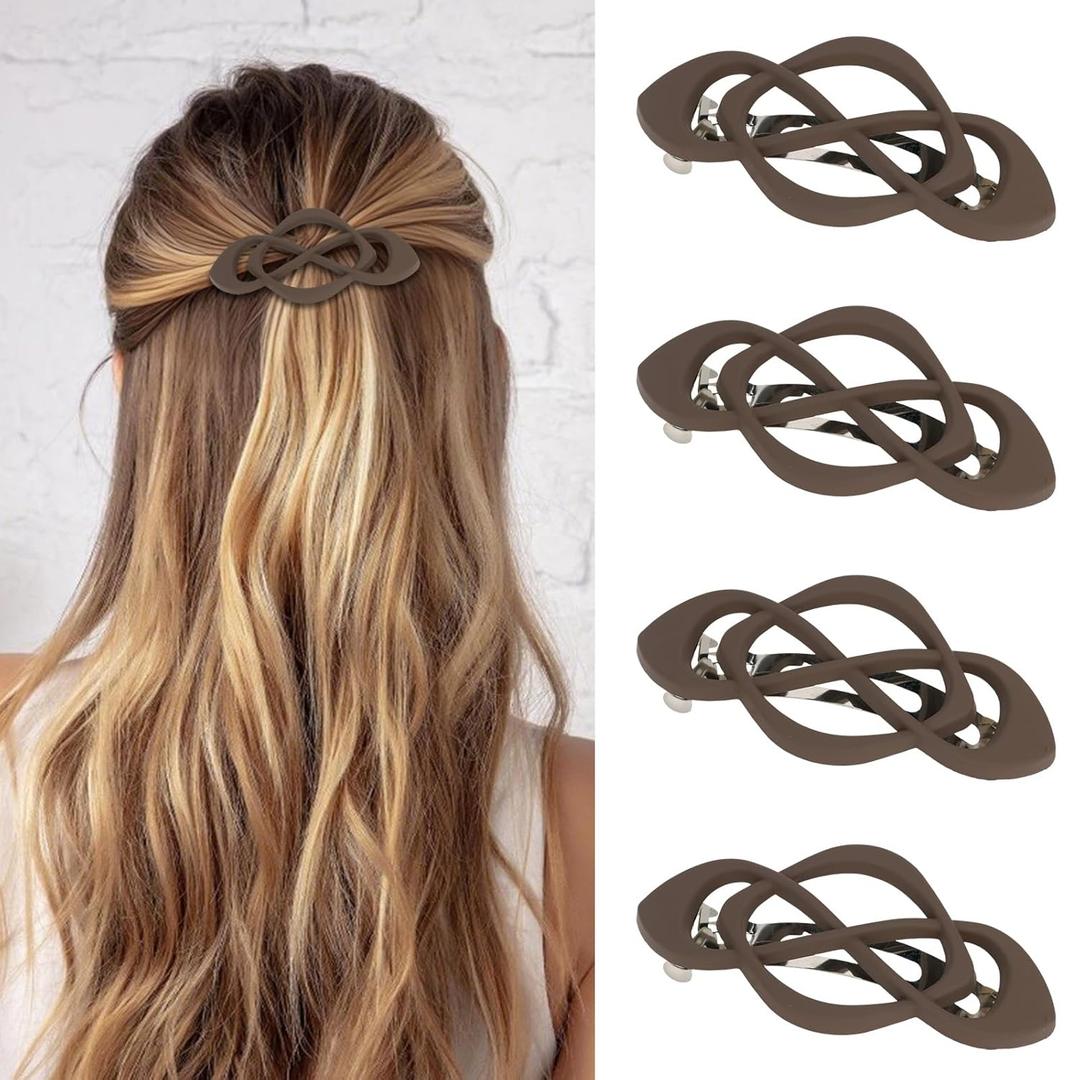 Amariver Hair Barrettes for Women 4packs Brown Hair Clips French Barrette Vintage HairClips f Stylish Accessories for Women Girls