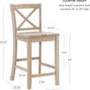 Linon Torino Rustic Greywash Wood X Backed 24 inch Seat Height Counter Stool, Standard