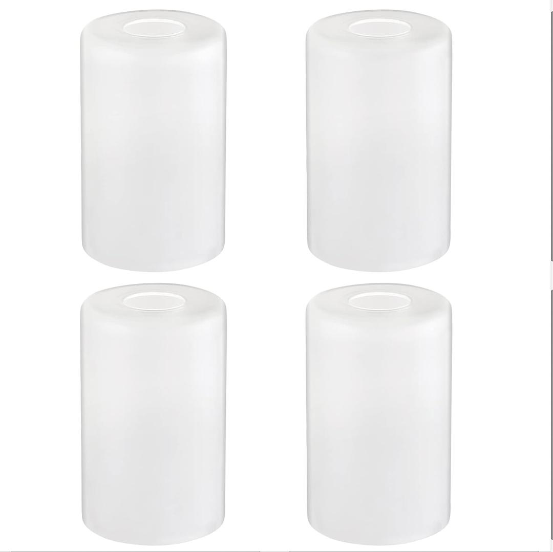4 Pack White Frosted Glass Shades Replacement, 5.9in Height, 3.9in Diameter, 1.65in Fitter, Cylinder Glass Shade Covers Replacement Globe for Chandelier Pendant Wall Sconces Light Fixtures