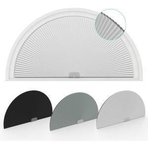 Changshade Arch Window Shades Blackout,Half Moon(Radius:36") Blackout Pleated Window Shades, Half Circle No Drill Cellular Shades for Windows, Easy Cut and Install, 36"*72"-1pcs