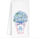 Blue and White Chinoiserie Kitchen Towels, Pink Ginger Jar Floral Dish Towels for Kitchen Bathroom, Hand Towels, Grandmillennial Decor, 16x24 Inches
