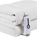 Electric Heated Mattress Pad 60" x 80" Queen Size, Dual Control 4 Heating Levels & 10 Hours Auto Off, Soft Lightweight Sherpa Coral Fleece Bedspread - White