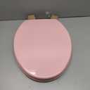 Pink Elongated Toilet Seat Natural Wood Toilet Seat with Zinc Alloy Hinges, Easy to Install also Easy to Clean, Scratch Resistant Toilet Seat by Angol Shiold (Elongated, Pink)