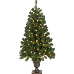 VINGLI 4ft Artificial Christmas Pine Tree with 80 Warm White Lights, 211 Branch Tips, Pre-Lit Xmas Tree for Tabletop, Living Room, Entryway & Holiday Party Decorations