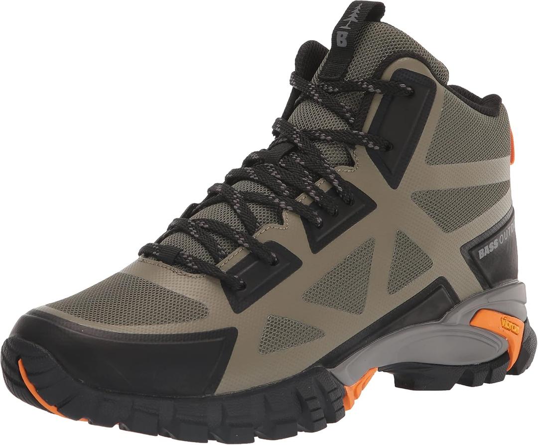BASS OUTDOOR Men's Peak Webbing Hiker L Ankle Boot, DEEP LCHN GN, 13