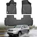 Floor Mats for Toyota Highlander 2008 2009 2010 2011 2012 2013 (Non Hybrid), All Weather TPE Rubber Car Mats Custom Fit Waterproof Anti-Slip Car Liners Accessories for Front & Rear Row Mats