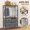 VyGrow Clothes Rack, Heavy Duty Clothing Rack for Hanging Clothes, 4-Tier Adjustable Closet Organizer with 4 Drawers | Hanging Rod | Side Hooks | Load 445lbs | 15.7" D x 35.4" W x 74.1" H