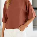 Saodimallsu Womens 3/4 Sleeve Sweaters Lightweight Crewneck Loose Pullover Casual Oversized Fall Knit Tops (XL)