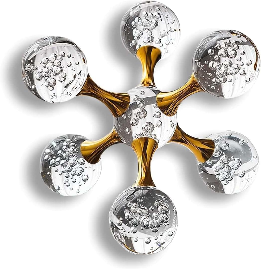 5.5 inch Sparkling Golden Crystal Ball, Modern Western Aesthetic House Decorations, Gold Home Decor for Living Room, Office, Bookshelves, Bedroom, Coffee Table, Gifts for Men, Women