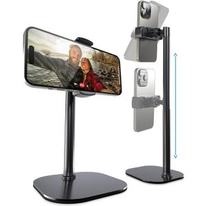 Cooper ChatStand Adjustable Cell Phone Stand for Desk & Video Recording, Rotating Cell Phone Holder for Desk for All iPhone, Samsung, Android, 9-14" Face-Level Metal Desktop Tripod (Night Black)