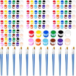 12 Pack Mini Acrylic Paint Set, 12 Colors Washable Acrylic Paint Strips with 24Pcs Painting Brushes for Kids&Adults Paint, 168 PCS Kids Painting Kit for Birthday Party Favor, Classroom, Art Gift