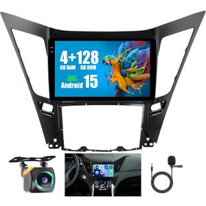 4+128G Radio for Hyundai Sonata 2010-2015, 9" Touch Screen for Sonata Bluetooth Radio with Wireless CarPlay/Android Auto, 5GHz WiFi, Bluetooth 5.0, EQ, GPS Navigation, 1280 * 720, Backup Camera