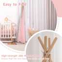 WIRHAO Teepee Tent for Kids with Padded Mat Cotton Canvas Kids Tent with Pompom for Toddlers Indoor Play Tent for Girls Boys with Stars Lights, Carry Bag, Banner Flag (Pink)
