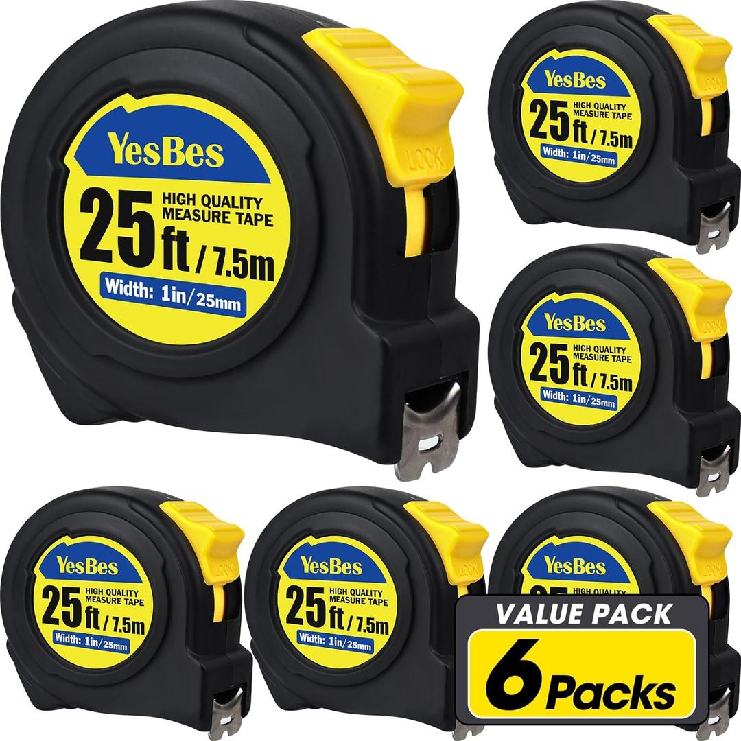 Tape Measure 25 ft, 5 Pack Bulk Easy Read Measuring Tape Retractable, Measurement Tape 25 FT by 1 in