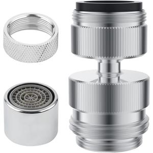 Hibbent Faucet to Garden Hose Adapter Kit, Sink Hose Attachment Faucet Adapter to Garden Hose 360-degree Swivel with Removable Faucet Aerator Garden Hose Sink Adapter - Chrome Finished