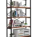 Himimi Industrial Bookshelf 5-Tier, Bookcase 58" H Ladder Shelf, Storage Shelves Rack Shelf Unit, Accent Furniture Metal Frame, Home Office Furniture for Bathroom, Living Room, Vintage Brown