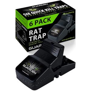Rat Trap Six Pack - Indoor and Outdoor Traps for Mice, Voles, Rats, Chipmunks - Easy to Set, Powerful Snap, Quick Kill - by Guarden