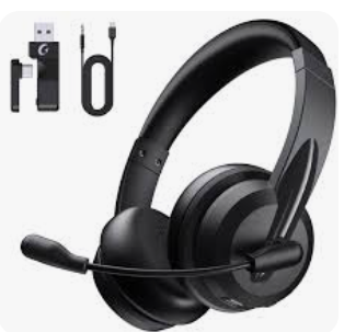 Wireless Headset with Microphone, Adjustable Headband PC Headset, Multipoint Connect, bluetooth headphones V5.3