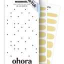 ohora Semi Cured Gel Nail Strips (N Butter Chrome) - Yellow, Chrome, Works with Any UV/LED Lamps, Salon-Quality, Long Lasting, Easy to Apply & Remove - Includes 2 Prep Pads, Nail File & Wooden Stick