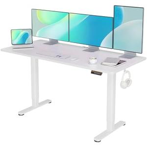 YDN Electric Standing Desk, Adjustable Height Desk 63x24 Inchs Stand up Desk, Sit Stand Home Office Desk with Splice Board, White Top